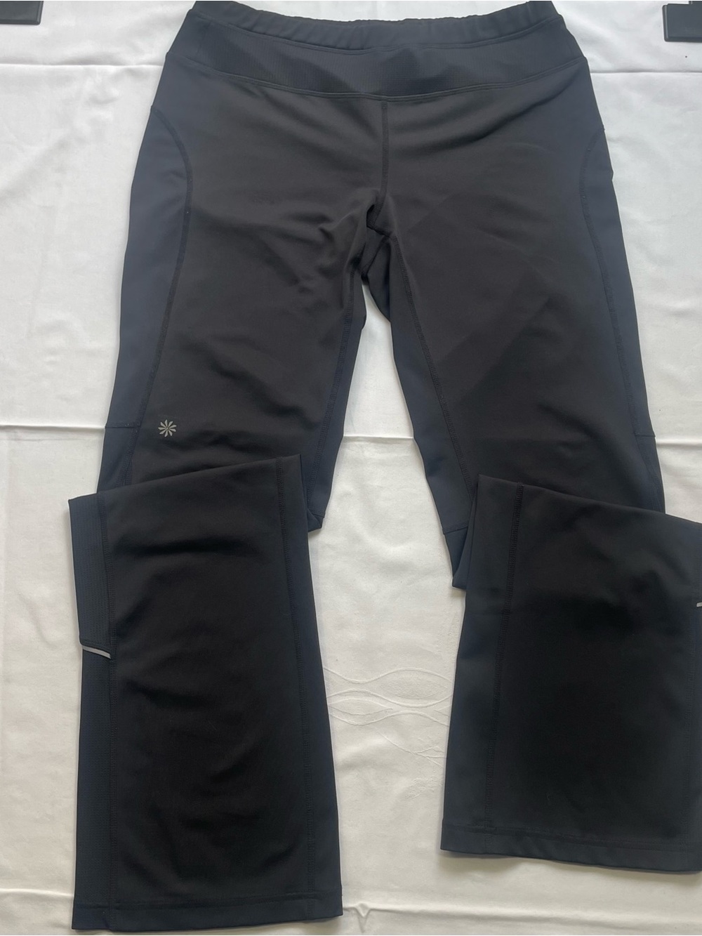 Athleta Medium Black Yoga Workout Pants Internal Drawstring Zipper Back Pocket